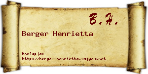 Berger Henrietta névjegykártya